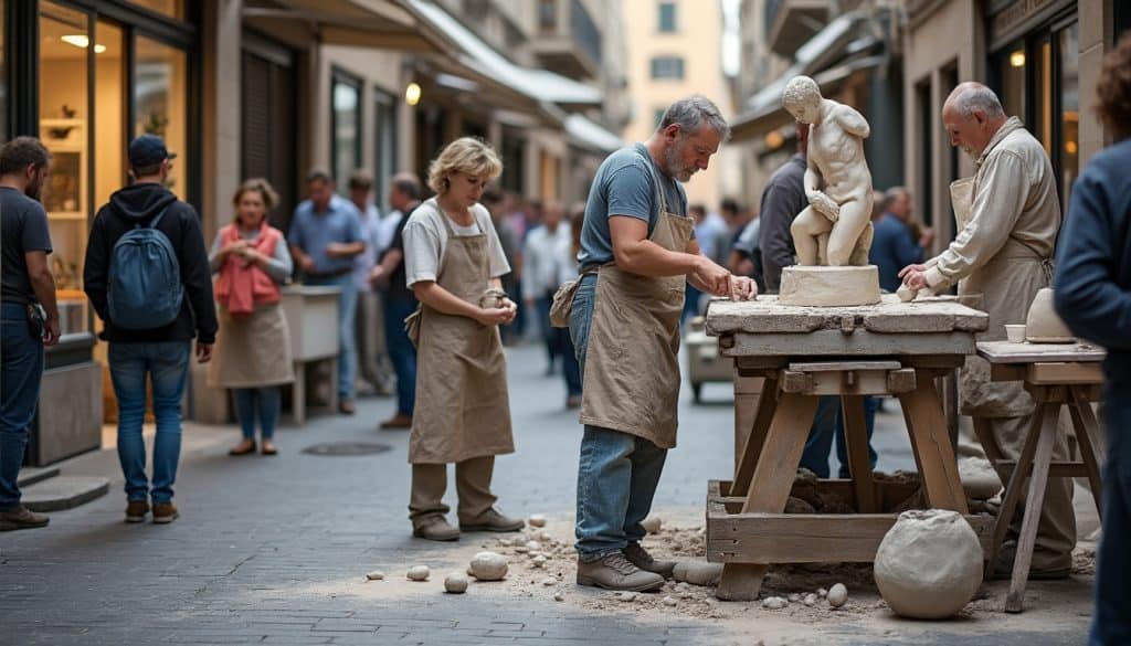 Les sculpteurs dans la rue, quand l'atelier s'installe dehors